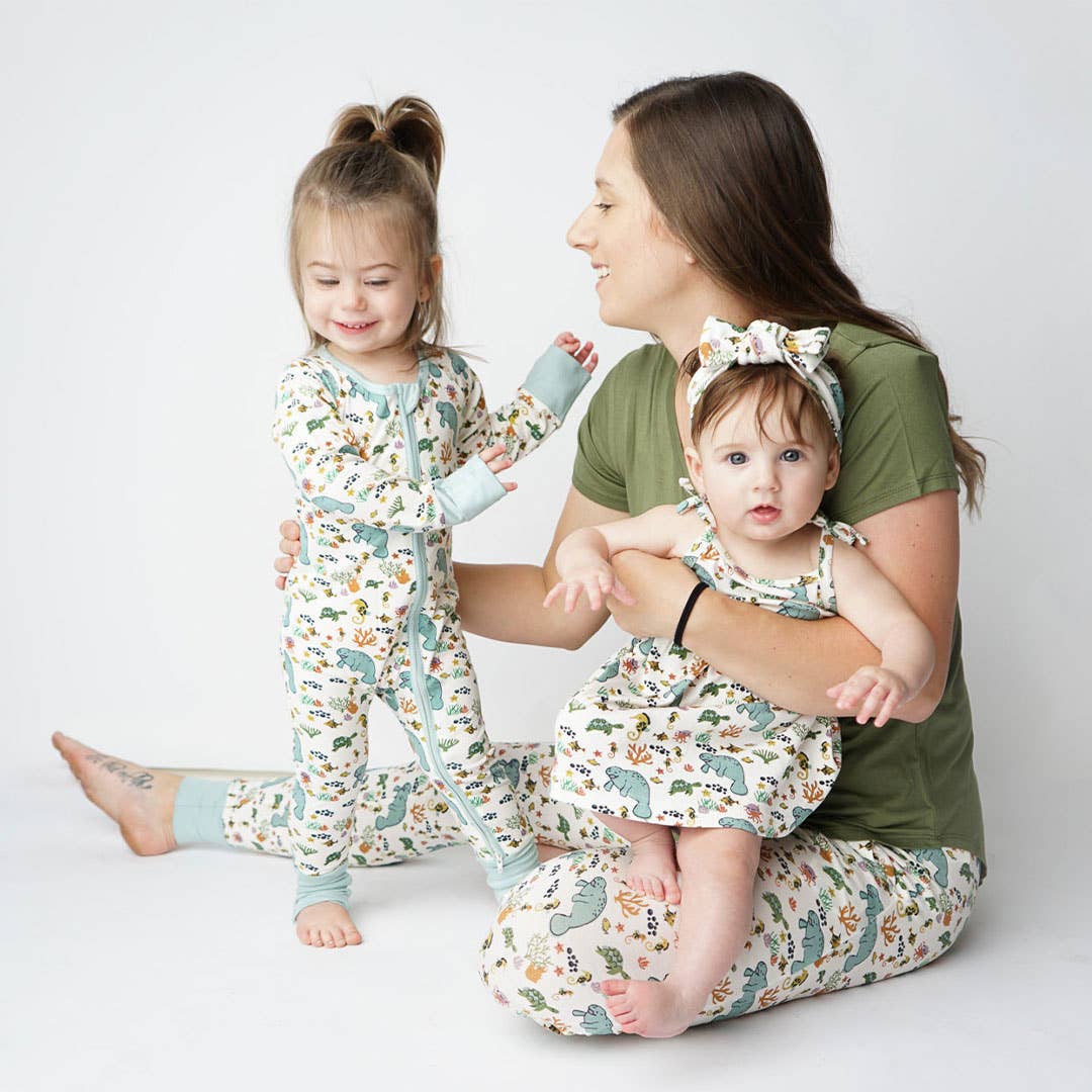 EMERSON AND FRIENDS- Manatee Bamboo Baby Pajamas Convertible Romper