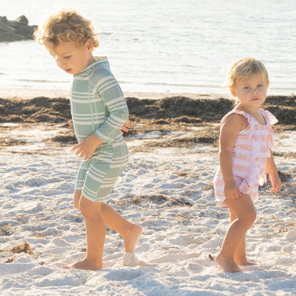 EMERSON & FRIENDS - Pink Gingham Ruffle Front One Piece Girls Swimsuit