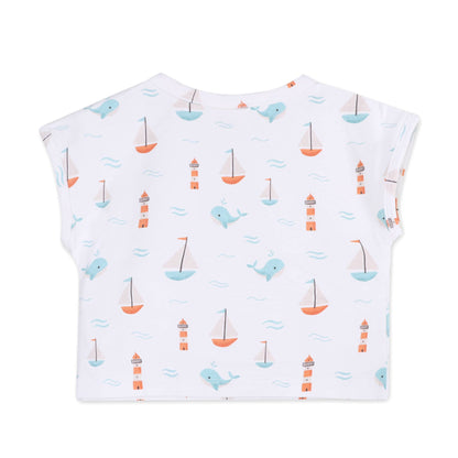 Sailboat Whales Baby Tee & Shorts Set (Organic Jersey)