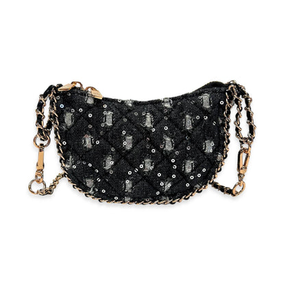 DOE A DEAR -  Denim Crescent Purse - Dark Blue