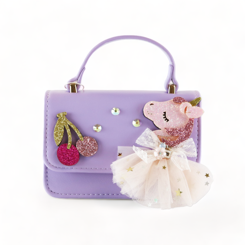 DOE A DEAR - Unicorn & Cherry Applique Purse