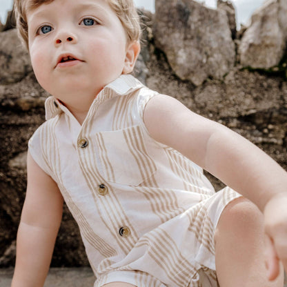 SAMMY + NAT - Jason Linen Romper in Desert Mirage Stripe