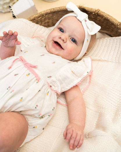 Margot Flower Baby Romper + Headband (Organic)