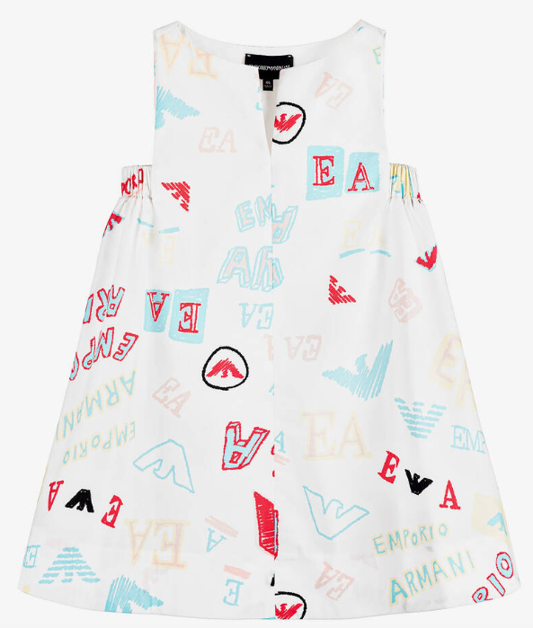 EMPORIO ARMANI - Baby Girl Slvlss Poplin Dress W/Scribble