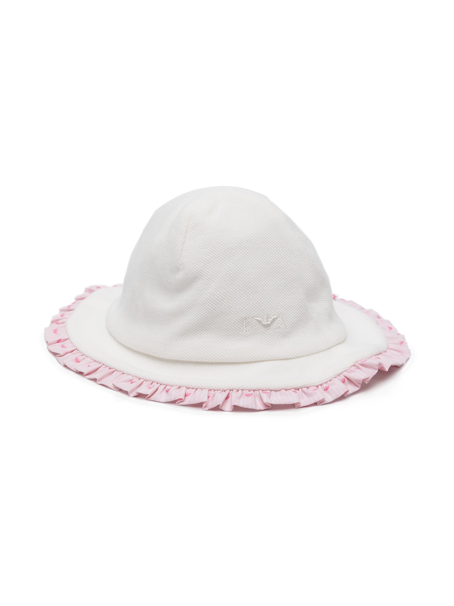 EMPORIO ARMANI - Baby Sun Hat W/Ruffle Eagle Print Trim