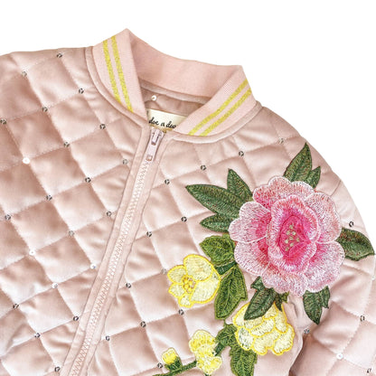 DOE A DEAR - Floral Embroidered Quilted Jacket