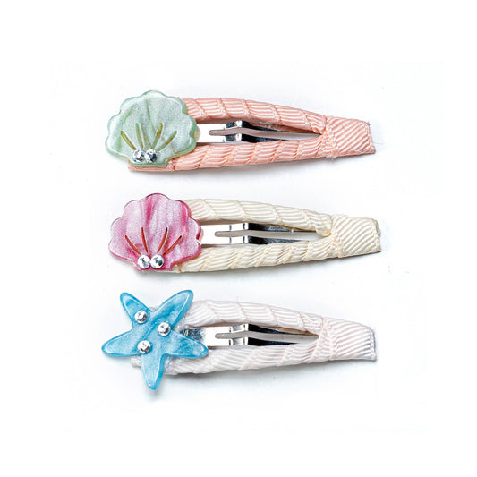 SUM23 - Seashells Pearlized Covered Snap Clips