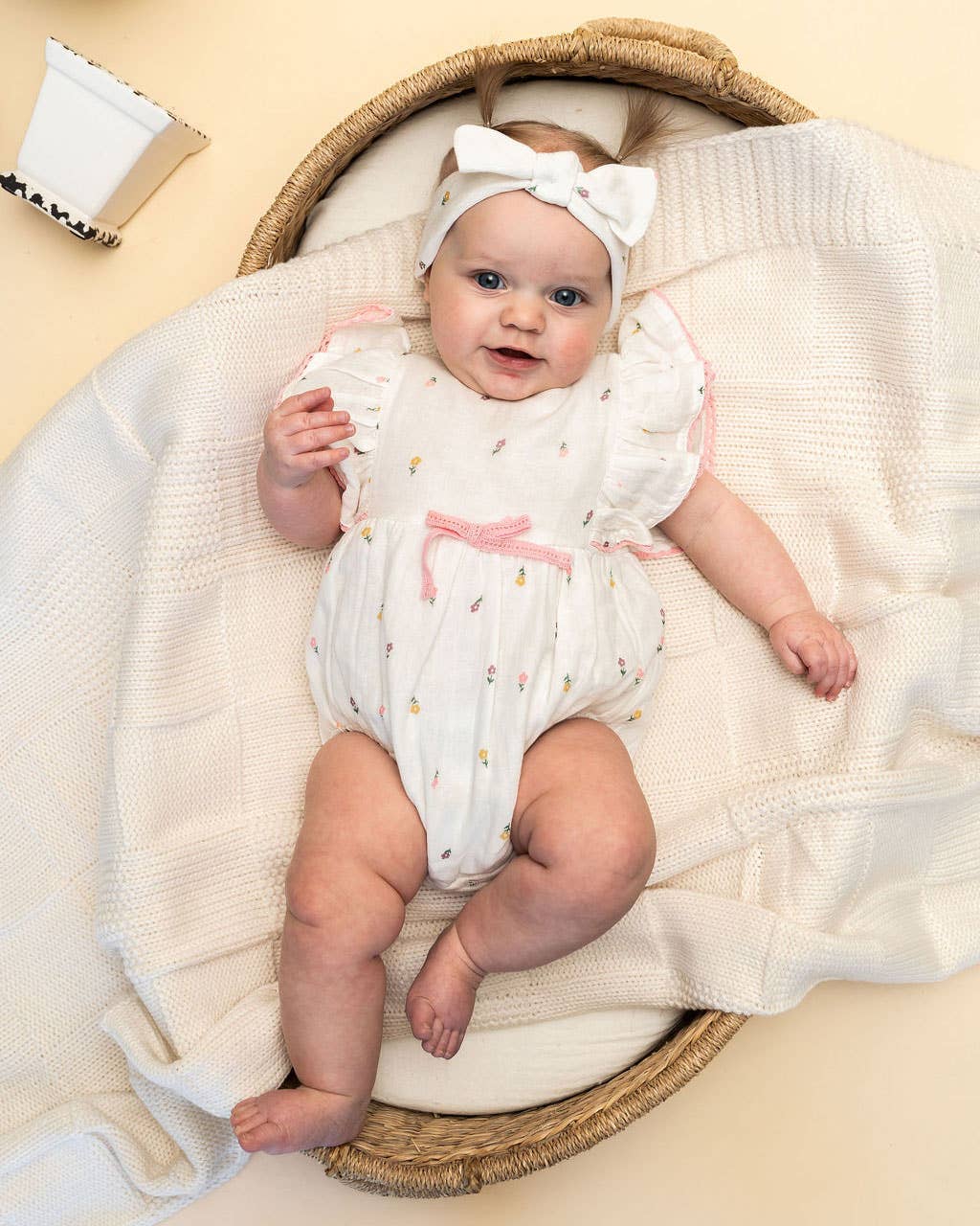 Margot Flower Baby Romper + Headband (Organic)