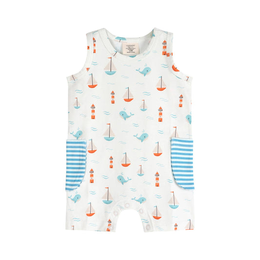 VIVERANO - Sailboat Baby Shortie Romper (Organic Jersey)