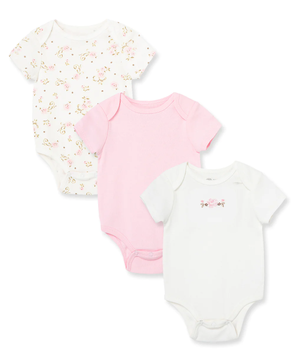 LITTLE ME - Vintage Rose 3-Pack Bodysuits