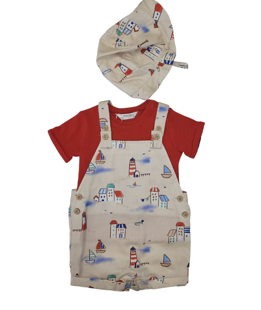 MAYORAL - Short Dungaree W/ Hat Set