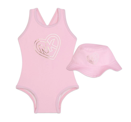 MICHAEL KORS - Monogram Print Swimsuit + Hat Set