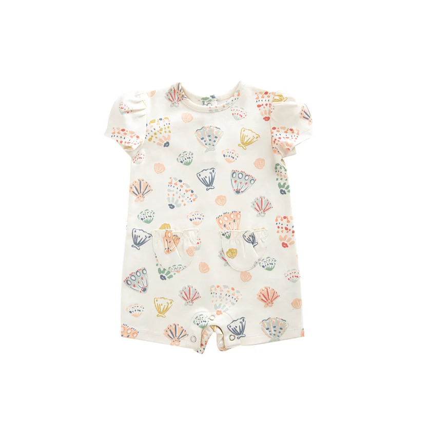 PEHR - Short Sleeve Puff Romper - Seashells