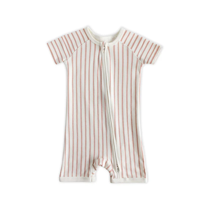 PEHR - Short Sleeve Sleeper - Stripes Away Peony