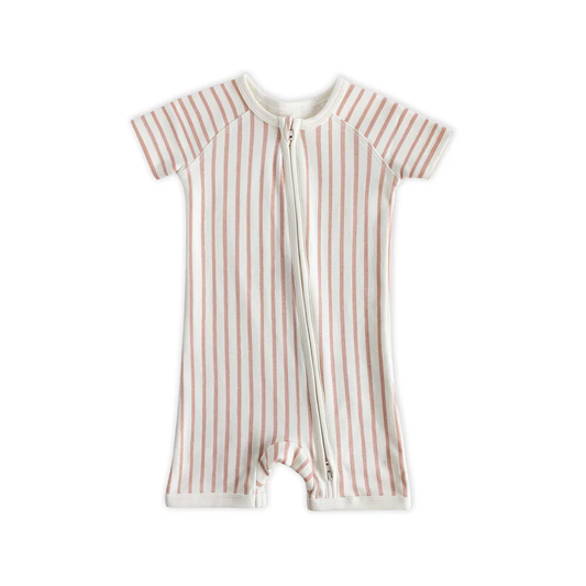 PEHR - Short Sleeve Sleeper - Stripes Away Peony