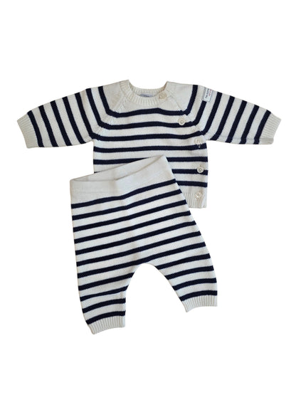 PETIT BATEAU - Baby 2 Pc Knit Set Stripe Sweater And Pants