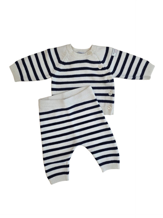 PETIT BATEAU - Baby 2 Pc Knit Set Stripe Sweater And Pants