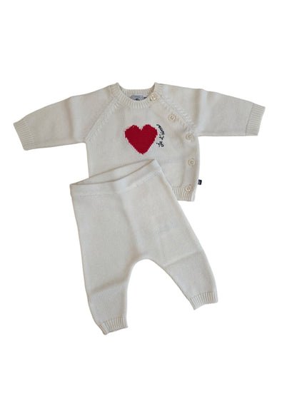 PETIT BATEAU - Baby 2 Pc Knit Set Sweater With Heart And Pants