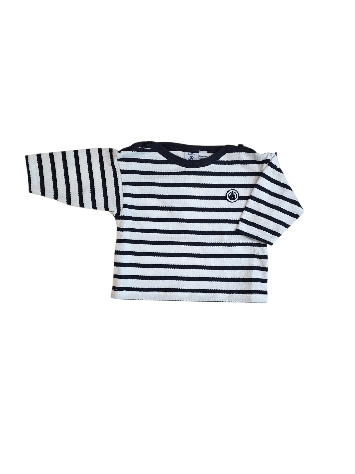 PETIT BATEAU - Baby Boy LS Stripe Mariniere Top