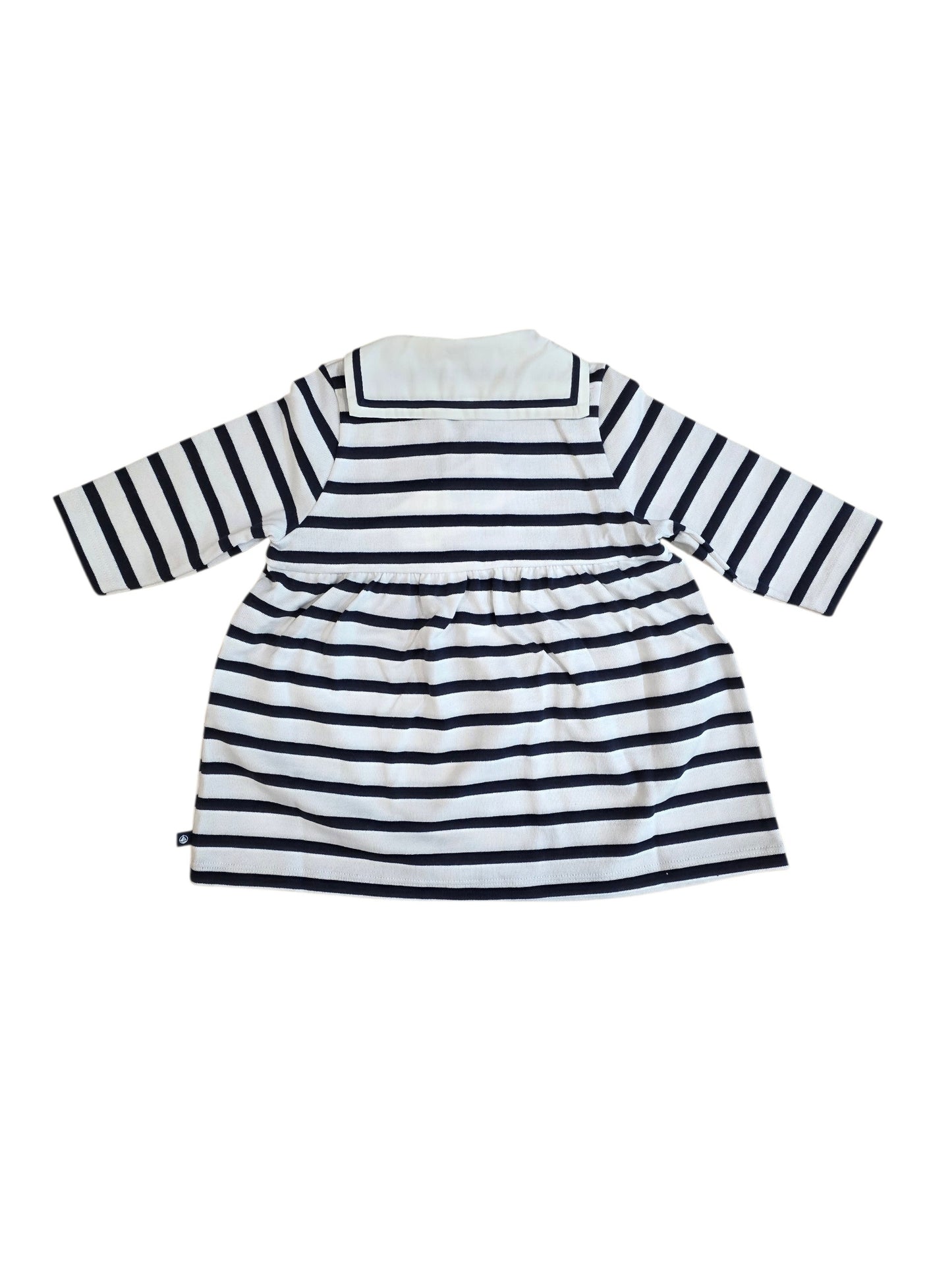 PETIT BATEAU - Baby LS Stripe Sailor Collar Dress