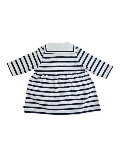 PETIT BATEAU - Baby LS Stripe Sailor Collar Dress