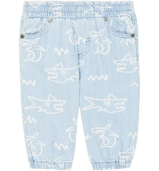 STELLA MCCARTNEY - Baby Boy Graphic Sharks Light Denim Pants