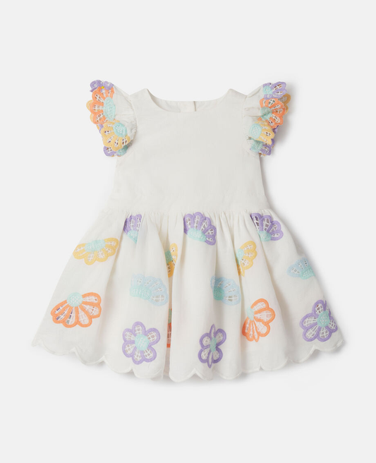 STELLA MCCARTNEY - Baby Girl Festive Flowers Linen Dress