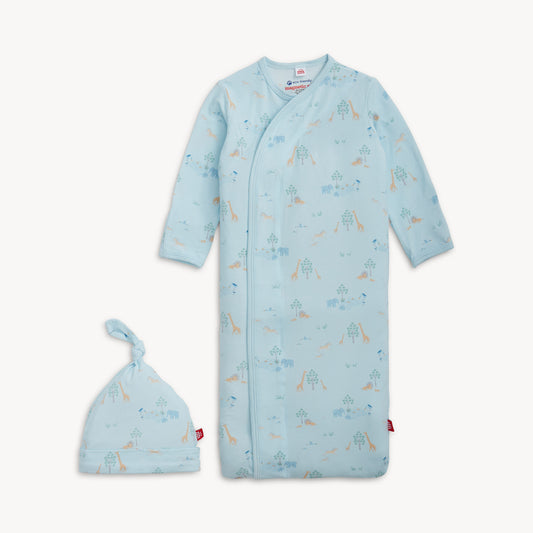 MAGNETIC ME - Serene Safari Blue Modal Gown + Hat Set