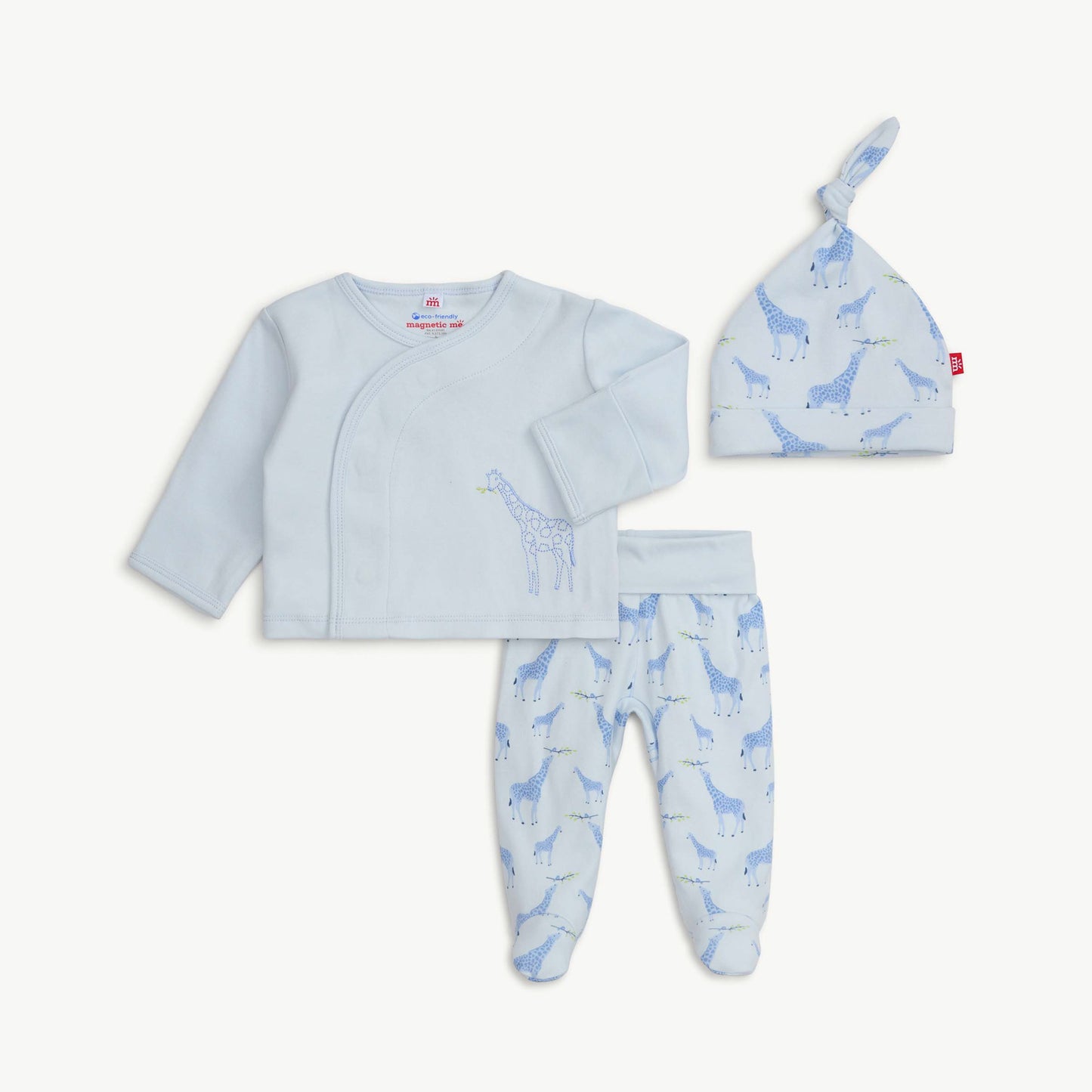 MAGNETIC ME - Blue Jolie Giraffe Organic Mag 3pc Kimomo Set