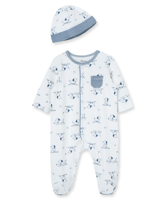 LITTLE ME - puppy toile footie/hat