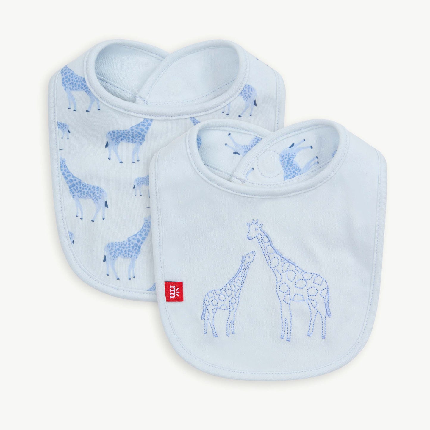 MAGNETIC ME - Blue Jolie Giraffe Organic Cot. Mag Rev. Bib