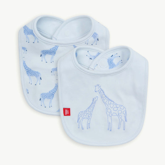 MAGNETIC ME - Blue Jolie Giraffe Organic Cot. Mag Rev. Bib