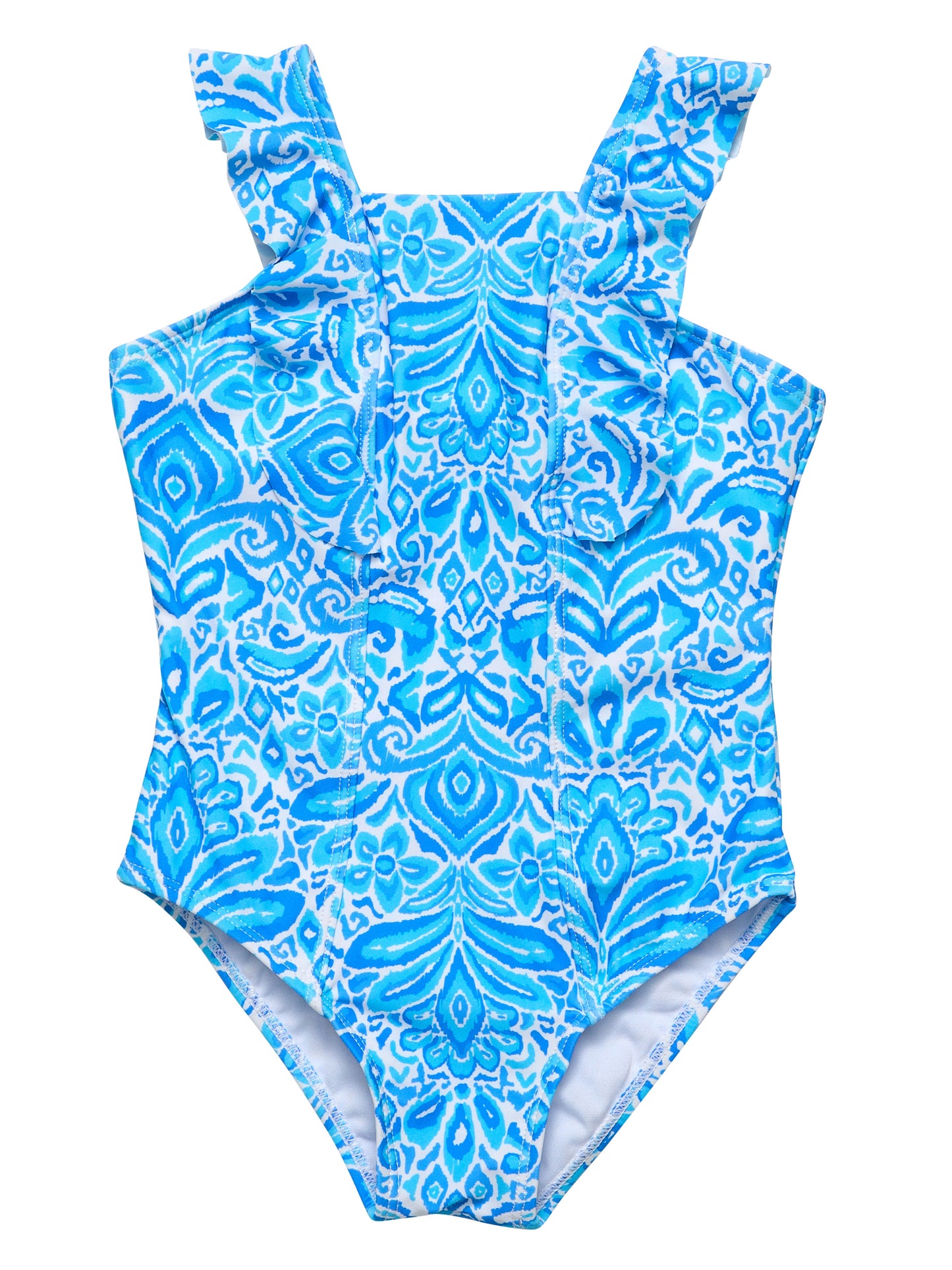 SNAPPER ROCK - Santorini Blue Ruffle Shoulder Swimsuit