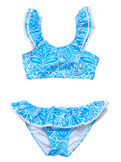 SNAPPER ROCK - Santorini Blue Frill Crop Bikini