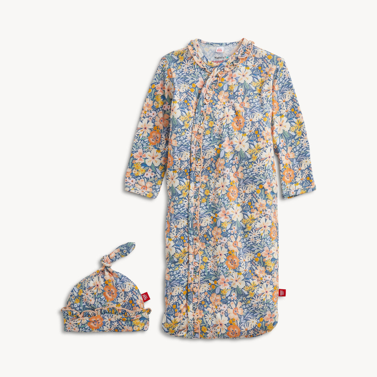 MAGNETIC ME - Flora Modal Gown+hat Set W Ruffle 0-3M