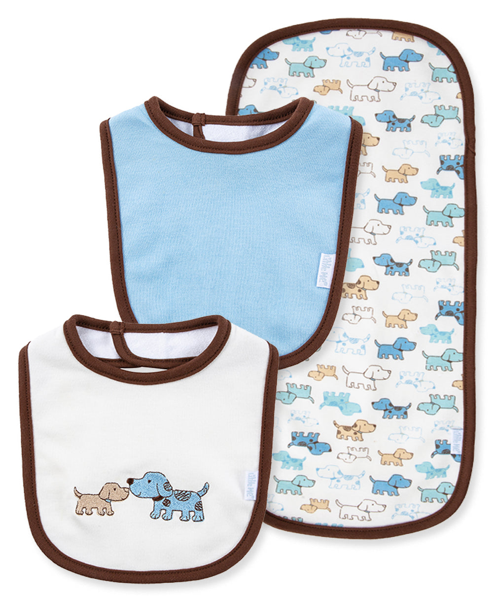 LITTLE ME - cute puppies bib-burp