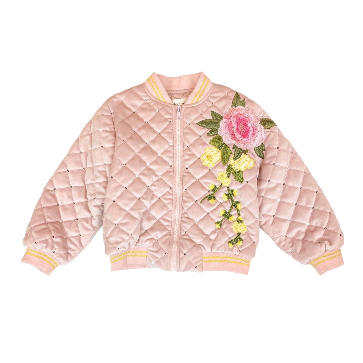 DOE A DEAR - Floral Embroidered Quilted Jacket