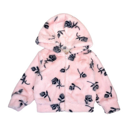 DOE A DEAR - Rose Furry Hooded Jacket